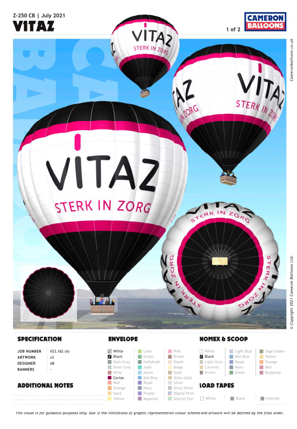 Reclame op luchtballon Vitaz